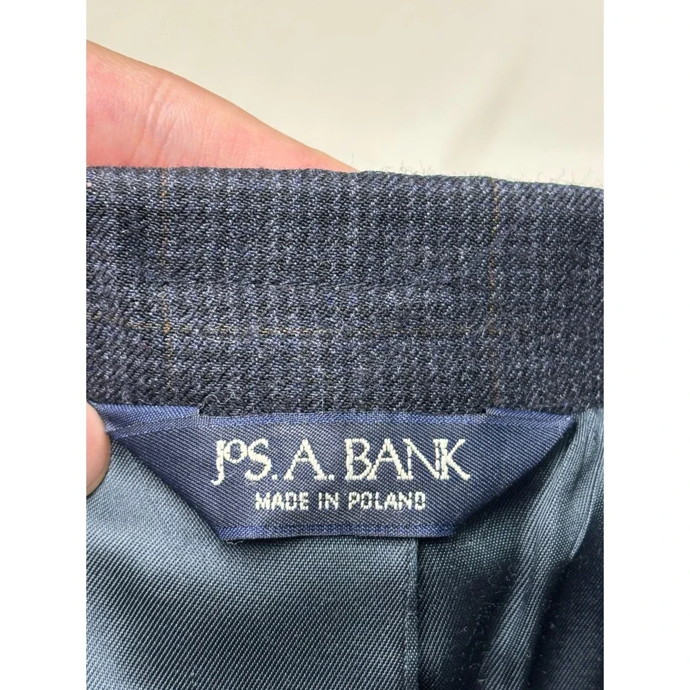 Jos A Bank Executive Collection Grey Glen Plaid 100% Wool Suit Men 2Pc 43R 38x28